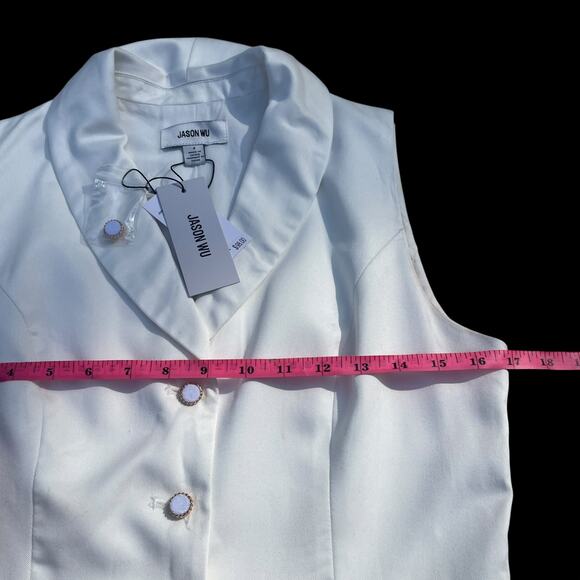 NWT!  Jason Wu White Peplum Button-Front Tencel  Vest - Size 4 - Picture 10 of 16